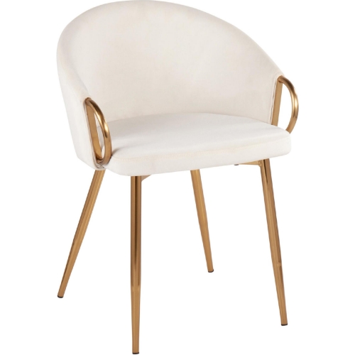 Claire Dining Chair in Cream Velvet & Gold Metal